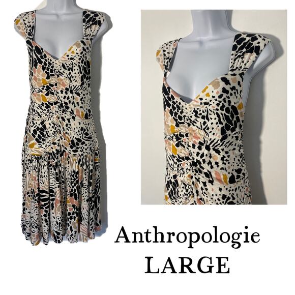 Anthropologie Boho Midi Ruffle Dress LARGE - Picture 1 of 7